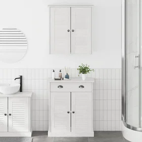 vidaXL VIGO Badrumsmöbelset 2 Styck White and Antique White Solid Pine 68x34x150cm 3328542