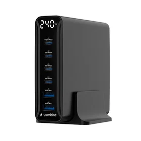 Gembird TA-UC-2A4C-PD240-01-BK 6-port GaN USB hurtiglader 240W