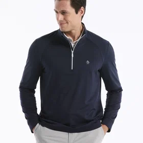 Original Penguin Mixed Media 1/4 Zip Pullover Polo Shirt (Herre)