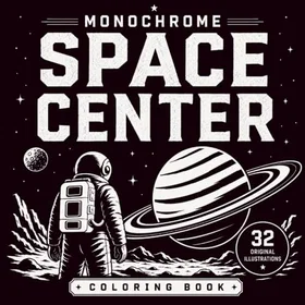 monochrome Space Center Pianeti, astronauti e razzi in stile Färgläggningsbok