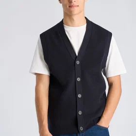 Lindbergh Rib Vneck Button Slipover Genser (Herre)