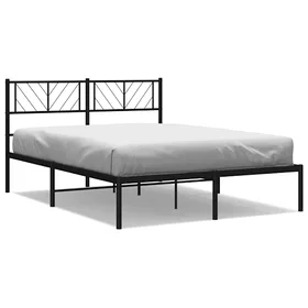 vidaXL Sängram med huvudgavel metall svart 160x200 cm