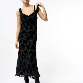 French Connection Kara Burnout Twisted Midi Kjole