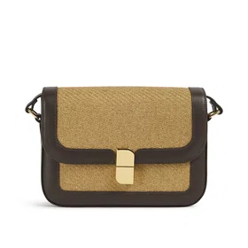 Nat & Nin ALICE M Straw Ebony Shoulder Bag