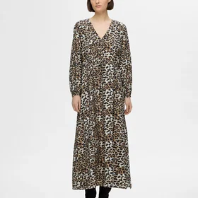 Selected Slfsalli-Damina Langærmet All Over Print Ankelkjole