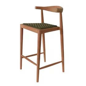 HYDILE Teak and Khaki Rope Bar Stool