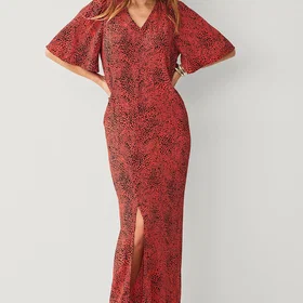 Kaffe Kaliana V Neck Half Sleeve Tie Neck Maxi Dress