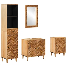 vidaXL Badrumsmöbelset 4 Styck Brown Massivt Mangoträ 3310179