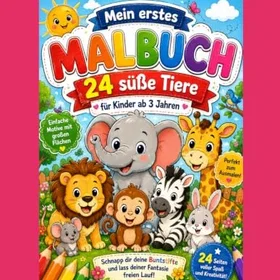Tiermalbuch 24 Süße Tiermotive zum Ausmalen Färgläggningsbok för barn