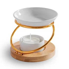 Zen'Arôme Brûle-Parfum Keramiskt och Trä Metallbas Minimalistisk Stil 50ml