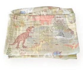 Majvillan Muslinfilt 130x180 cm Dinosaur Vibes (Green)