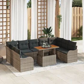 vidaXL Ensemble de canapé de jardin avec coussin 10 pcs Gris 100 x 55 x 73 cm