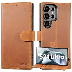 LENSUN Étui Portefeuille en Cuir pour Samsung Galaxy S24 Ultra