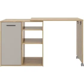 Gami Îlot de cuisine pivotant avec 1 porte 156x60x88 cm Chêne Silva / Grège