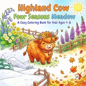 Independently Trace & Color Highland Cows: Four Seasons Meadow Adventures Färgläggningsbok för barn 4–8 år