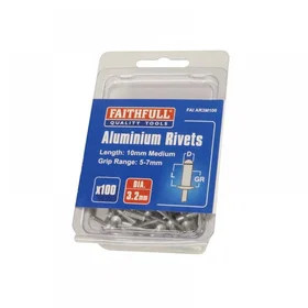 Faithfull Blind Rivet Aluminium 3.2mm x 10mm Medium 100-pack