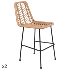 Oka Tabouret de Bar en Rotin Synthétique 98.5cm
