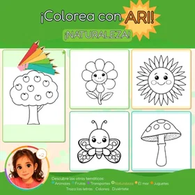 Colorea con Ari: Naturaleza Färgläggningsbok