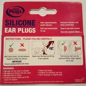 Hush Silicone Earplugs Comfortable Easy Fit 7 Pairs