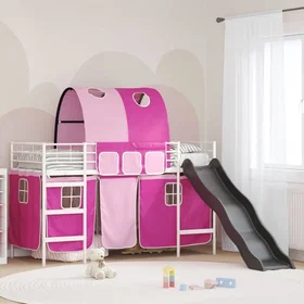 vidaXL Loft Bed Frame med Glidbana & Gardiner 90x190cm