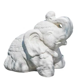 Wanda Statue d'éléphant assis 40cm blanc crème