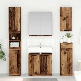 vidaXL Badrumsmöbelset 3 Styck Old Wood Konstruerat trä 3415656