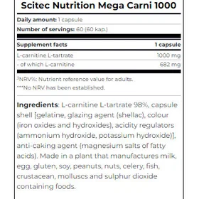 Scitec Nutrition Mega Carnitine 1000mg 60 Kapsler
