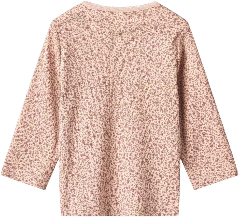 Wheat Dime Rose Small Flowers Long Sleeve T-shirt (Jr)