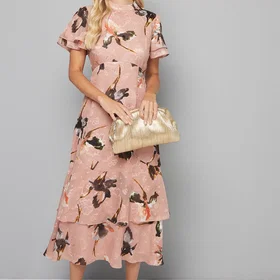 Wallis Floral Ruched Midi Dress