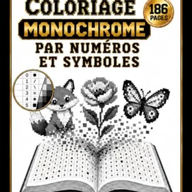 Coloriages Coloriage Monochrome Par Numéros Et Symboles Blommor Djur Och Mysiga Scener I Pixelkonst Färgläggningsbok