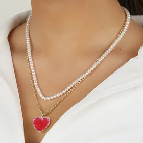 Snö Of Sweden Sugar Hearts Pendant SOS1365-0542371-42 42cm