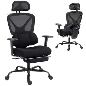 Homcom Chaise de bureau ergonomique en maille avec support lombaire