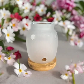 Zen'Arôme Diffuseur de cire et cire parfumée support en bois et verre