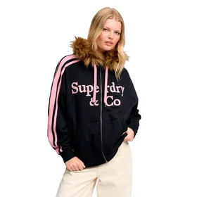 Superdry Vintage Fur Applique Full Zip Sweatshirt (Dam)