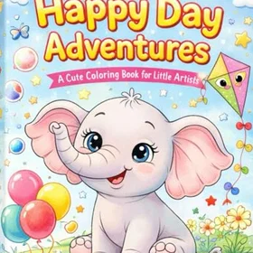 Happy Day Adventure with Ellie the Elephant Färgläggningsbok för Små Konstnärer