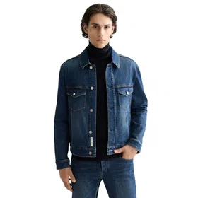 Scotch & Soda Delfts Blauw Jacquard Trucker Takki (Miesten)