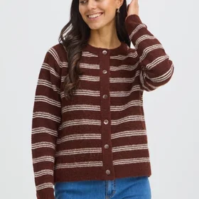 Fransa Rum Raisin Stripe Cardigan (Dame)