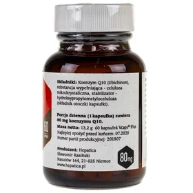 Hepatica Coenzyme Q10 80mg 60 Capsules