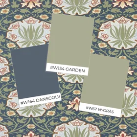 Morris & Co. Iris & Rose Indigo/Thyme MUNW217568