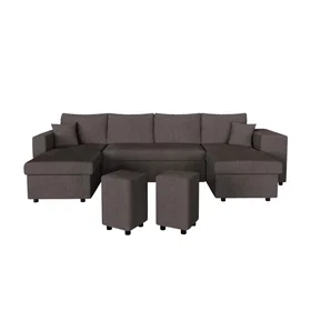 USINESTREET OSLO Canapé Convertible avec 2 Coffres et 2 Poufs