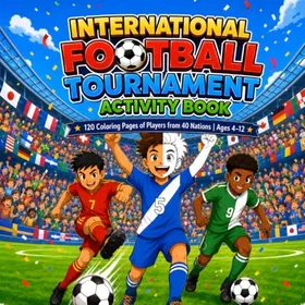 International Football Tournament Activity Book Färgläggningsbok för åldrarna 4–12