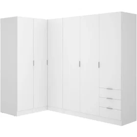 vente-unique.com Armoire 6 Portes 3 Tiroirs 213cm Blanc Engineered Wood