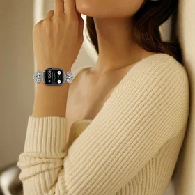Rhinestone-metalrem Metallarmband för Apple Watch Series 8/Watch Ultra 45mm