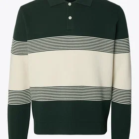 Selected Homme Langermet Stripet Strikket Polo Skjorte (Herre)