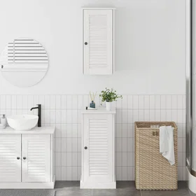 vidaXL VIGO Badrumsmöbelset 2 Stycken Vit och Antikvitt Massiv Furu 37x34x150cm 3328534