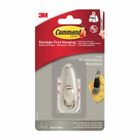 Command Small Metal Hook Brushed Nickel