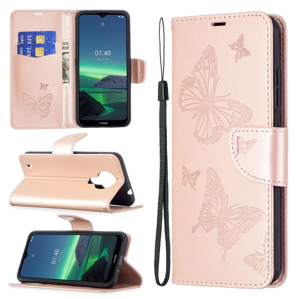 Butterfly Leather Case for Nokia 1.4