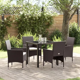 vidaXL Lounge Set with Cushions 5 Pieces Brown Rattan 3504533