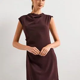Mango Pleated Bateau Neckline Short Dress