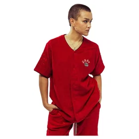 Grimey Terry Towelling Baseball Kortärmad V-ringad T-shirt (Unisex)